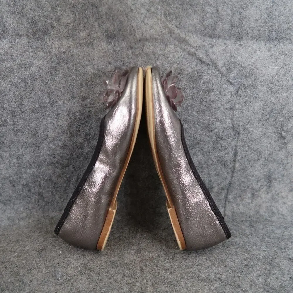 Zara Shoes Girls 28 Ballet Flats Fashion Metallic Embellished Toe Elastic Strap